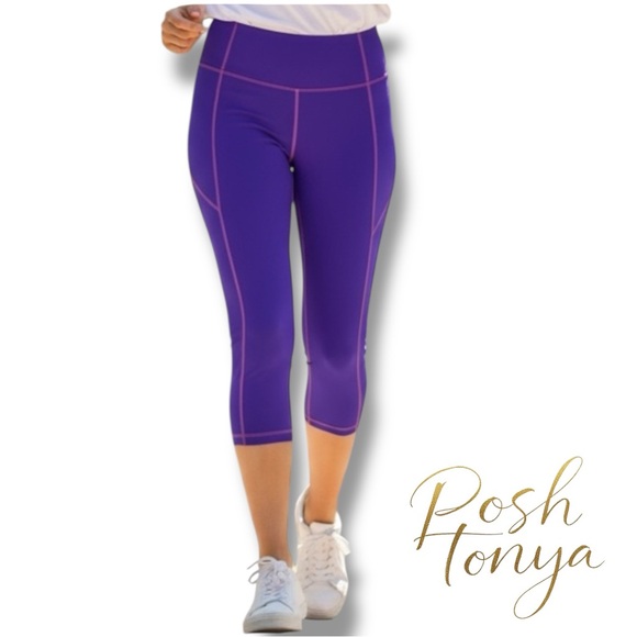 Athleta Pants - Athleta Revelation Purple Capri Leggings Size M Performance Gymcore